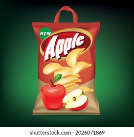 Design packaging for apple flavor Crisps with a carry handle.illustration vector