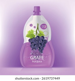 Embalaje de diseño que es un sobre de jugo de uva.