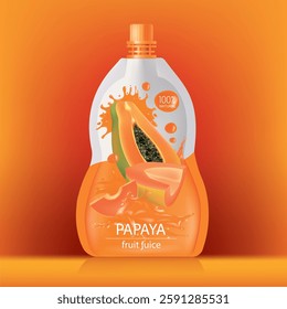 Design packaging that is a sachet of papaya juice.