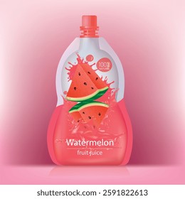Design packaging that is a sachet of watermelon juice.