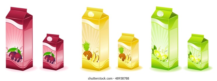 design of packing milky products with fruit - vector illustration