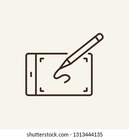 Design pad line icon. Tablet with pen on white background. Vector illustration can be used for topics like design, architecture, working