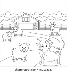 Design Page Childrens Coloring Book Livestock Stock Vector (Royalty ...