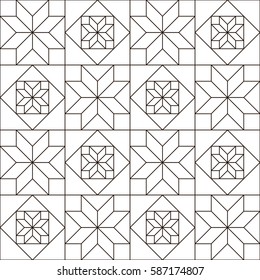design pages for coloring books. pattern in style of patchwork, vector illustration.