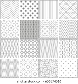 Design pages for coloring books. Vector illustration. Seamless pattern in style of patchwork.