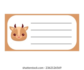 Design of the pages of the weekly and daily children's planner. Cute cow. Checklist layout for diary, notepad