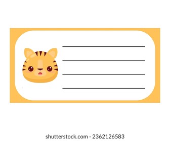 Design of the pages of the weekly and daily children's planner. Cute tiger. Checklist layout for diary, notepad