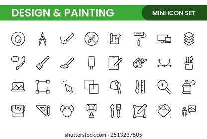 Design and Painting Icons Collection: A Versatile Set for Art, Design Projects, Illustration Work, Studio Resources, and Creative Professional Use.