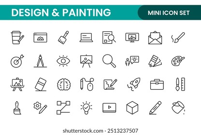 Design and Painting Icons Collection: A Versatile Set for Art, Design Projects, Illustration Work, Studio Resources, and Creative Professional Use.