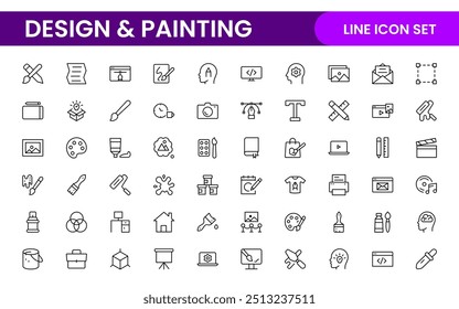 Design and Painting Icons Collection: A Versatile Set for Art, Design Projects, Illustration Work, Studio Resources, and Creative Professional Use.