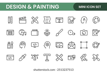 Design and Painting Icons Collection: A Versatile Set for Art, Design Projects, Illustration Work, Studio Resources, and Creative Professional Use.