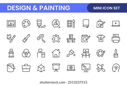 Design and Painting Icons Collection: A Versatile Set for Art, Design Projects, Illustration Work, Studio Resources, and Creative Professional Use.