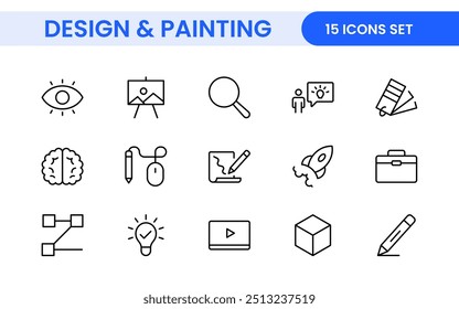 Design and Painting Icons Collection: A Versatile Set for Art, Design Projects, Illustration Work, Studio Resources, and Creative Professional Use.