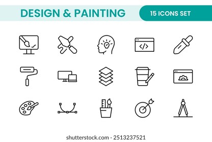 Design and Painting Icons Collection: A Versatile Set for Art, Design Projects, Illustration Work, Studio Resources, and Creative Professional Use.