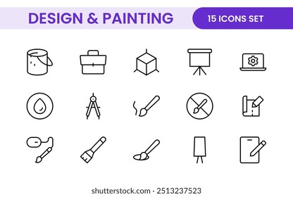 Design and Painting Icons Collection: A Versatile Set for Art, Design Projects, Illustration Work, Studio Resources, and Creative Professional Use.