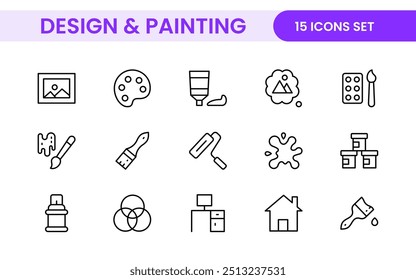 Design and Painting Icons Collection: A Versatile Set for Art, Design Projects, Illustration Work, Studio Resources, and Creative Professional Use.