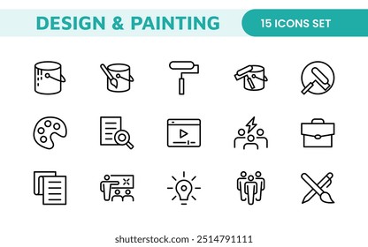 Design and Painting Icons Collection: A Versatile Set for Art, Design Projects, Illustration Work, Studio Resources, and Creative Professional Use.