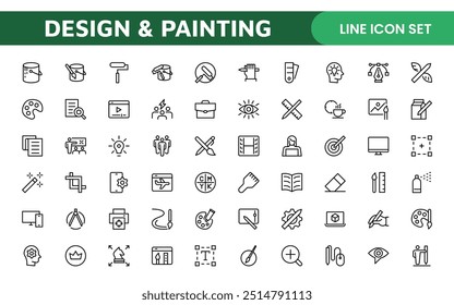 Design and Painting Icons Collection: A Versatile Set for Art, Design Projects, Illustration Work, Studio Resources, and Creative Professional Use.