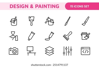 Design and Painting Icons Collection: A Versatile Set for Art, Design Projects, Illustration Work, Studio Resources, and Creative Professional Use.