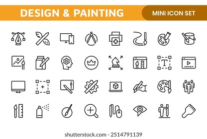 Design and Painting Icons Collection: A Versatile Set for Art, Design Projects, Illustration Work, Studio Resources, and Creative Professional Use.