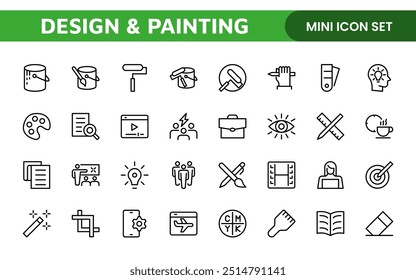 Design and Painting Icons Collection: A Versatile Set for Art, Design Projects, Illustration Work, Studio Resources, and Creative Professional Use.