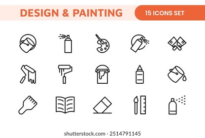 Design and Painting Icons Collection: A Versatile Set for Art, Design Projects, Illustration Work, Studio Resources, and Creative Professional Use.