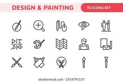 Design and Painting Icons Collection: A Versatile Set for Art, Design Projects, Illustration Work, Studio Resources, and Creative Professional Use.