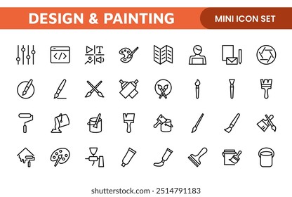 Design and Painting Icons Collection: A Versatile Set for Art, Design Projects, Illustration Work, Studio Resources, and Creative Professional Use.