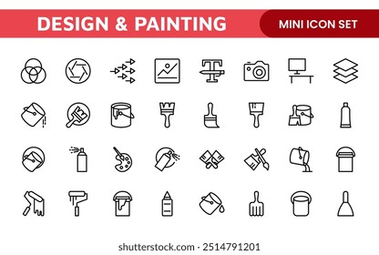 Design and Painting Icons Collection: A Versatile Set for Art, Design Projects, Illustration Work, Studio Resources, and Creative Professional Use.