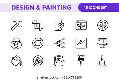 Design and Painting Icons Collection: A Versatile Set for Art, Design Projects, Illustration Work, Studio Resources, and Creative Professional Use.