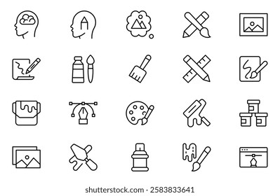 Design and Painting Icons set. A Versatile Set for Art, Design Projects, Illustration Work, Studio Resources, and Creative Professional Use.