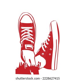 design of a pair of casual sneakers. can be used for t-shirts. Vector illustration