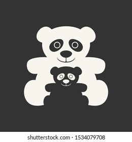 Design of panda bear family symbol