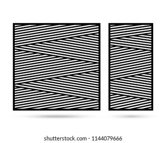 Design panel for wall interior decoration. Vector template for cutting.
The stencil is cut out of wood or metal. Geometric abstract pattern. 