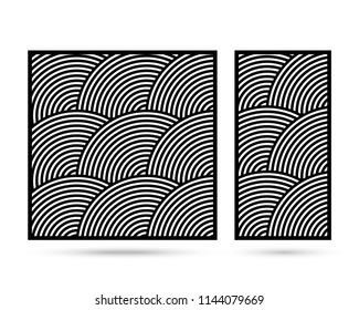 Design panel for wall interior decoration. Vector template for cutting.
The stencil is cut out of wood or metal. Geometric abstract pattern. 