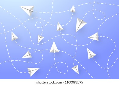 Design paper art airplane origami clipart pattern background