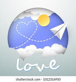 Design paper art concept of love, valentines day concept, vector illustration.