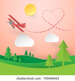 Design paper art concept of love, valentines day concept, vector illustration.