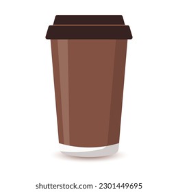 Design of a paper disposable cup for coffee, latte, cappuccino, mocha on a white background.