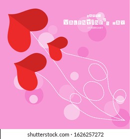 Design of paper plane love on pink background, paper art style. 