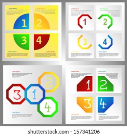 Design paper progress background, octagon and quarter banners set