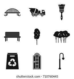 Design of the park icons set. Simple set of 9 design of the park vector icons for web isolated on white background