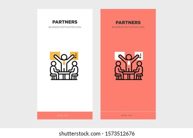 Design partners icons on white and red backgrounds. made for business motivation icon