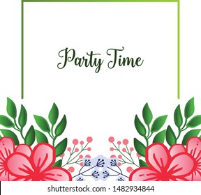 Design for party time card, wallpaper unique leaf flower frame. Vector