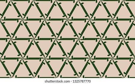 Design pattern with abstract modern ornament. Triangles style. Vector illustration. Green, brown color. Seamless.