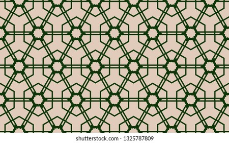 Design pattern with abstract modern ornament. Triangles style. Vector illustration. Green, brown color. Seamless.