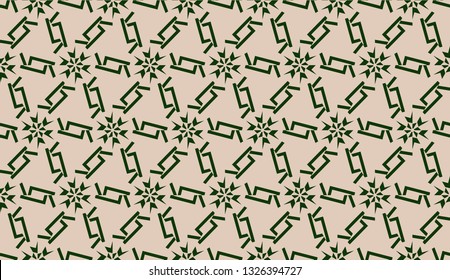 Design pattern with abstract modern ornament. Triangles style. Vector illustration. Green, brown color. Seamless.