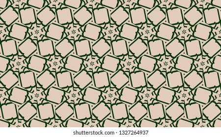 Design pattern with abstract modern ornament. Triangles style. Vector illustration. Green, brown color. Seamless.