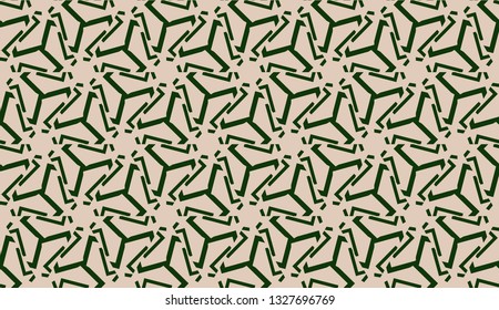 Design pattern with abstract modern ornament. Triangles style. Vector illustration. Green, brown color. Seamless.