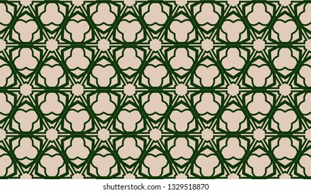 Design pattern with abstract modern ornament. Triangles style. Vector illustration. Green, brown color. Seamless.
